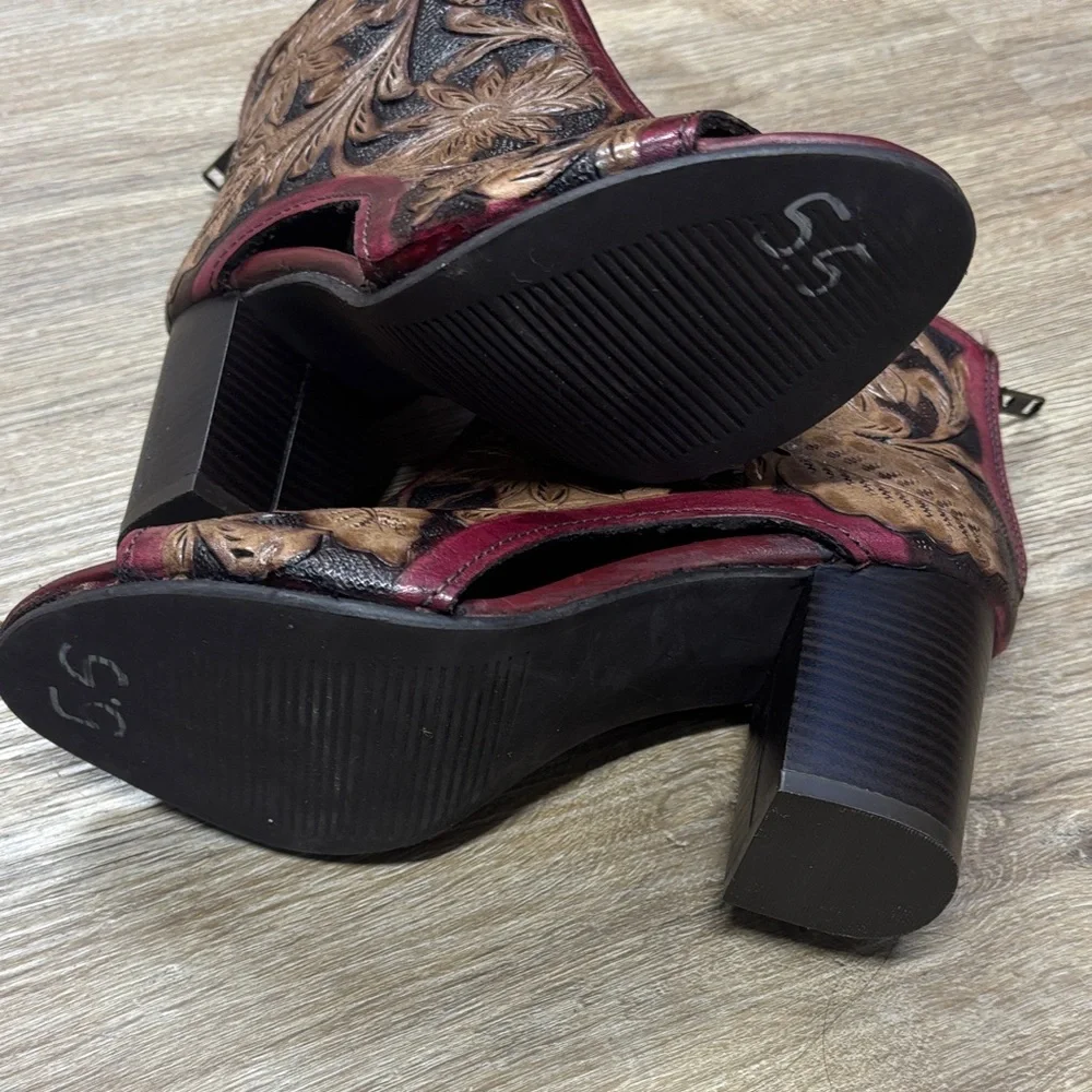 FLASH SALE - Elegant Brown and Red Women's Ankle Boots - Picture 3 of 6